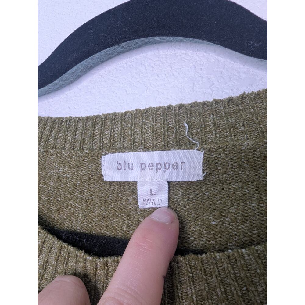 Blu Pepper Women's Checkerboard Cropped Sweater L Green Coquette Y2K Retro - Picture 3 of 3